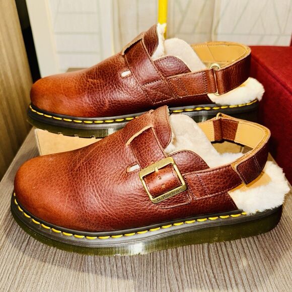 Dr Martens Jorge II Ambassador‎ Leather Fur Lined M 11 W 12 Mules Cashew Brown main image 8